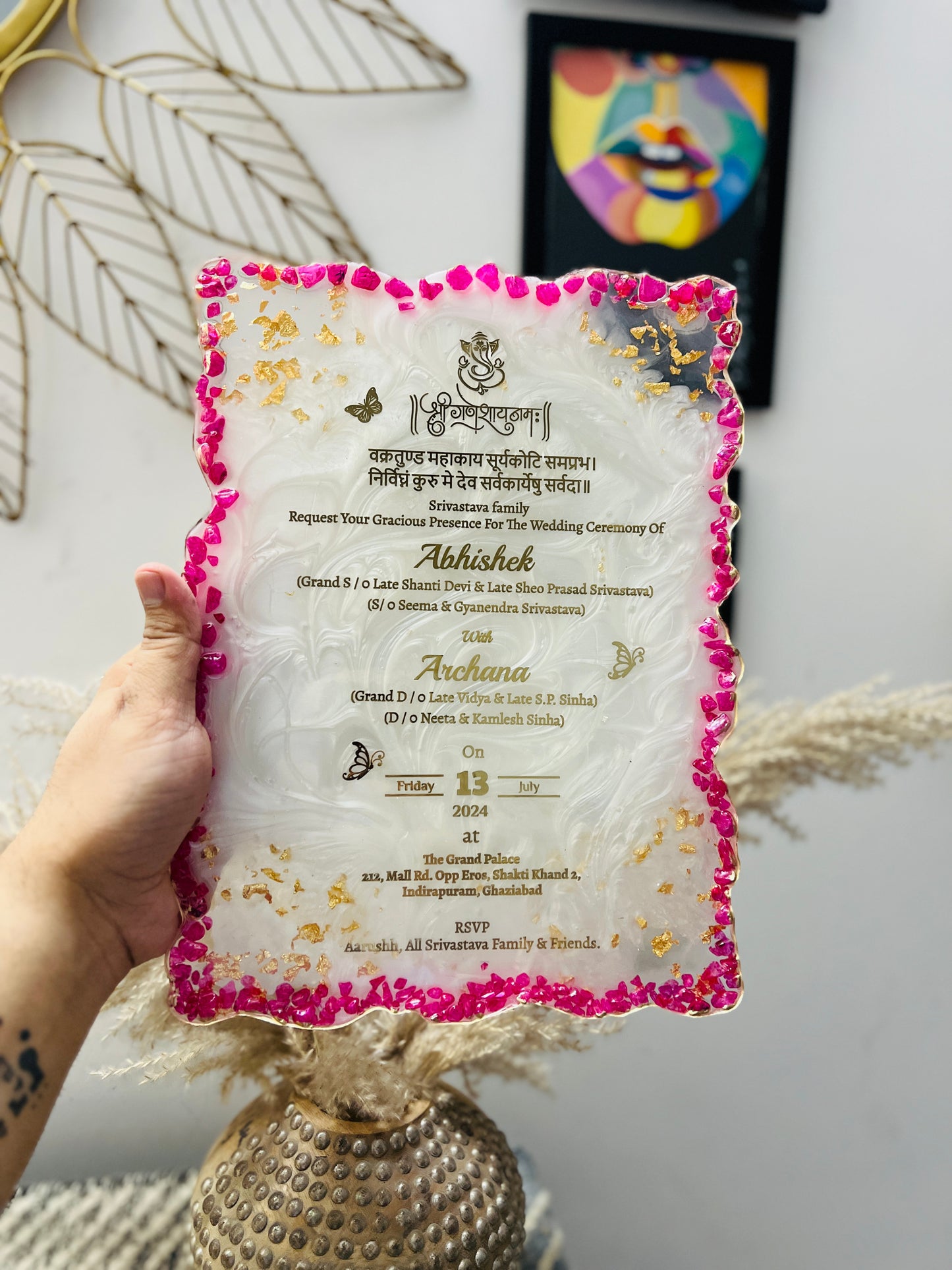 Resin Wedding Card