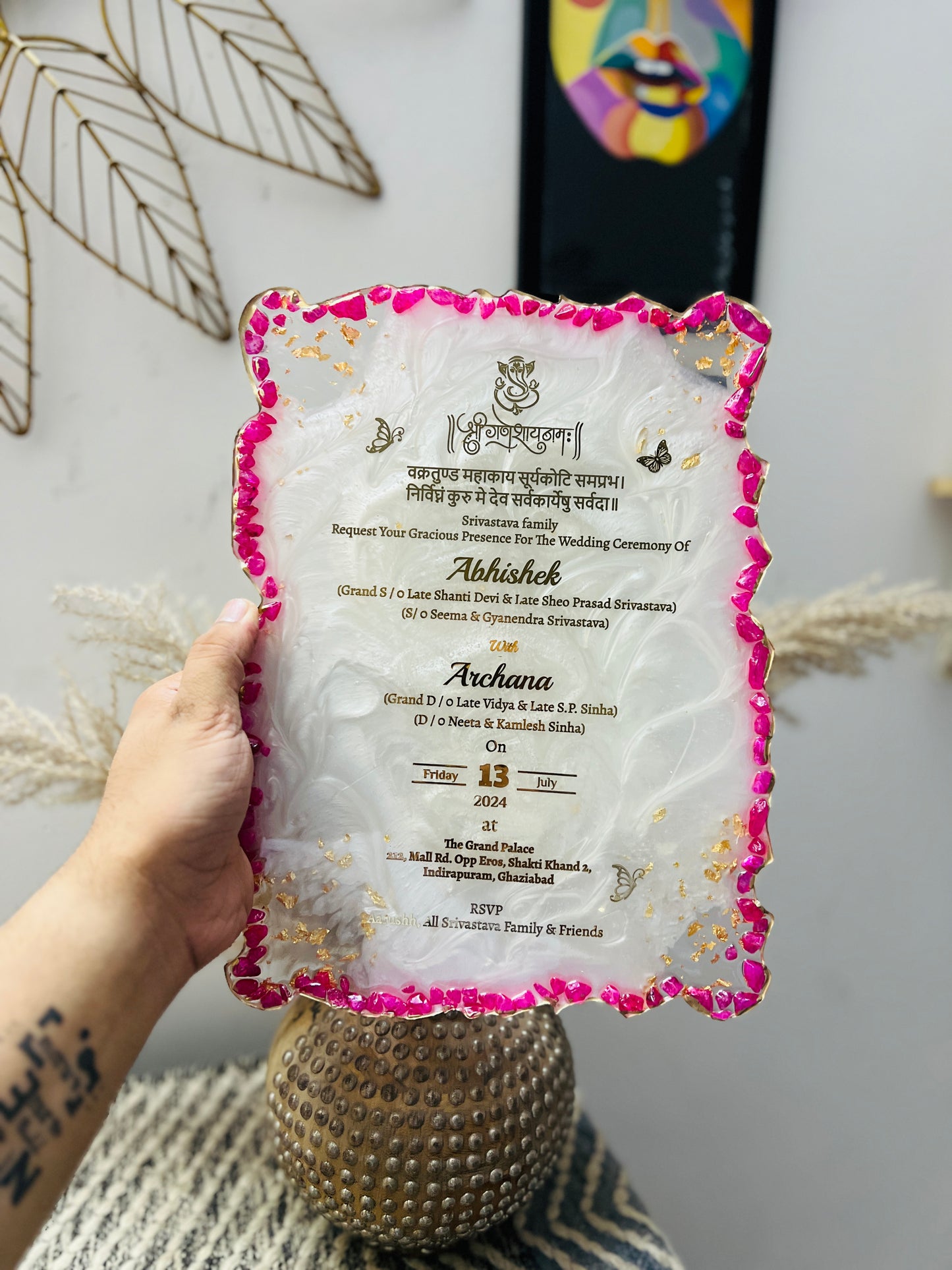 Resin Wedding Card