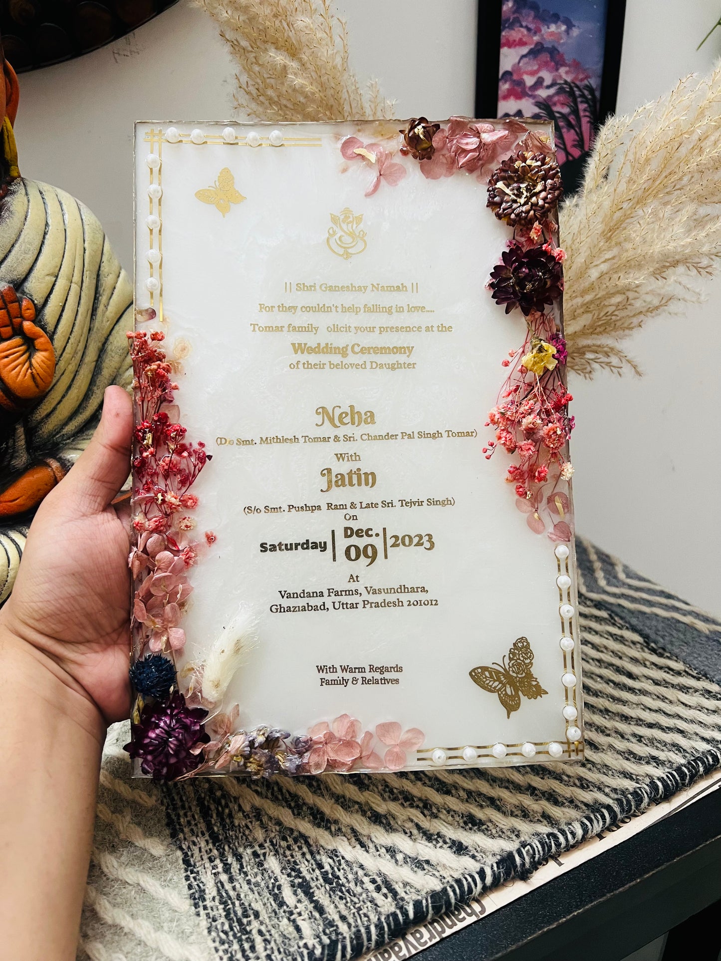 Resin Wedding Card