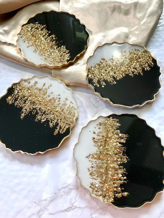 Bespoke resin coaster set