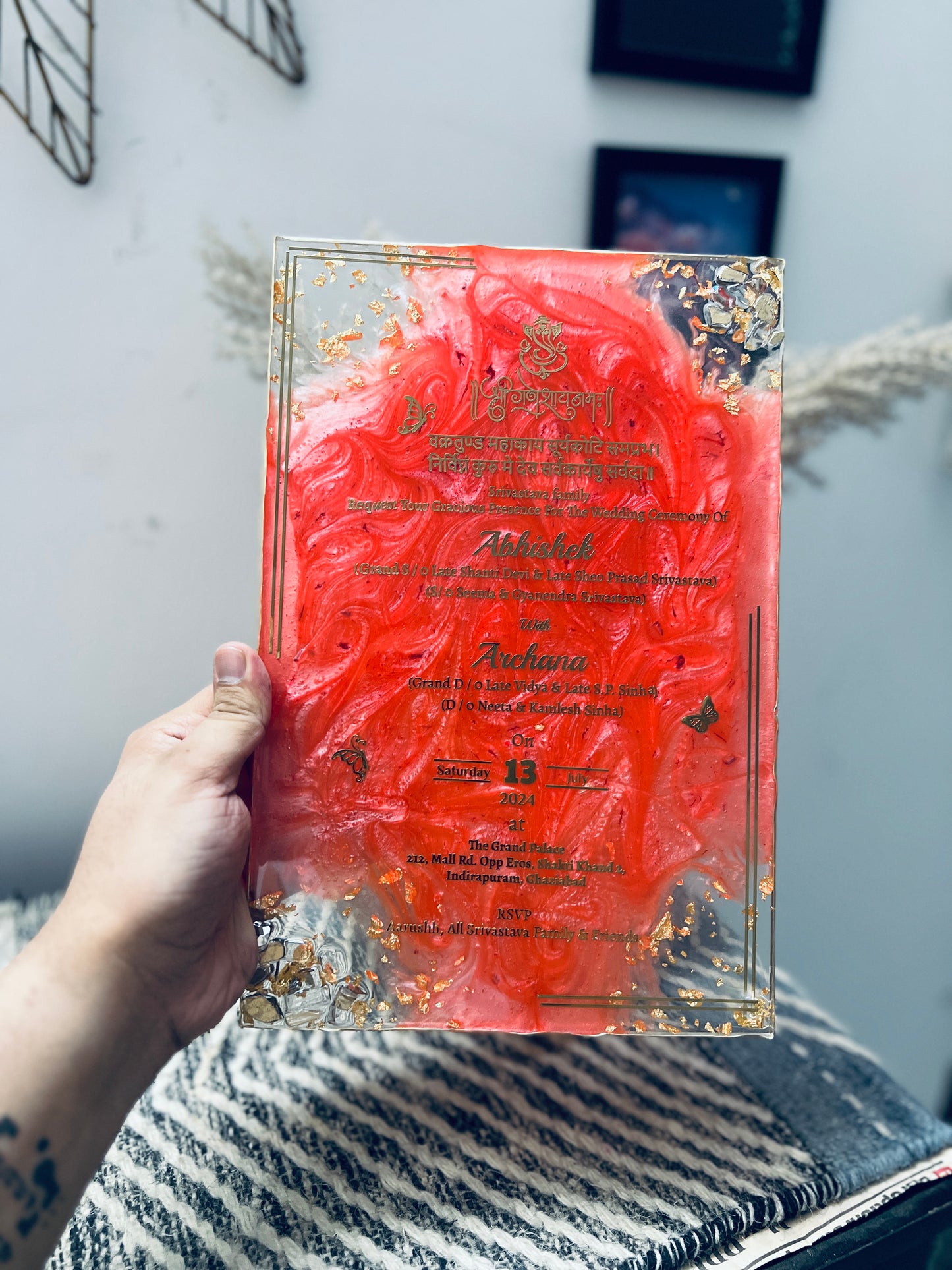 Resin Wedding Card