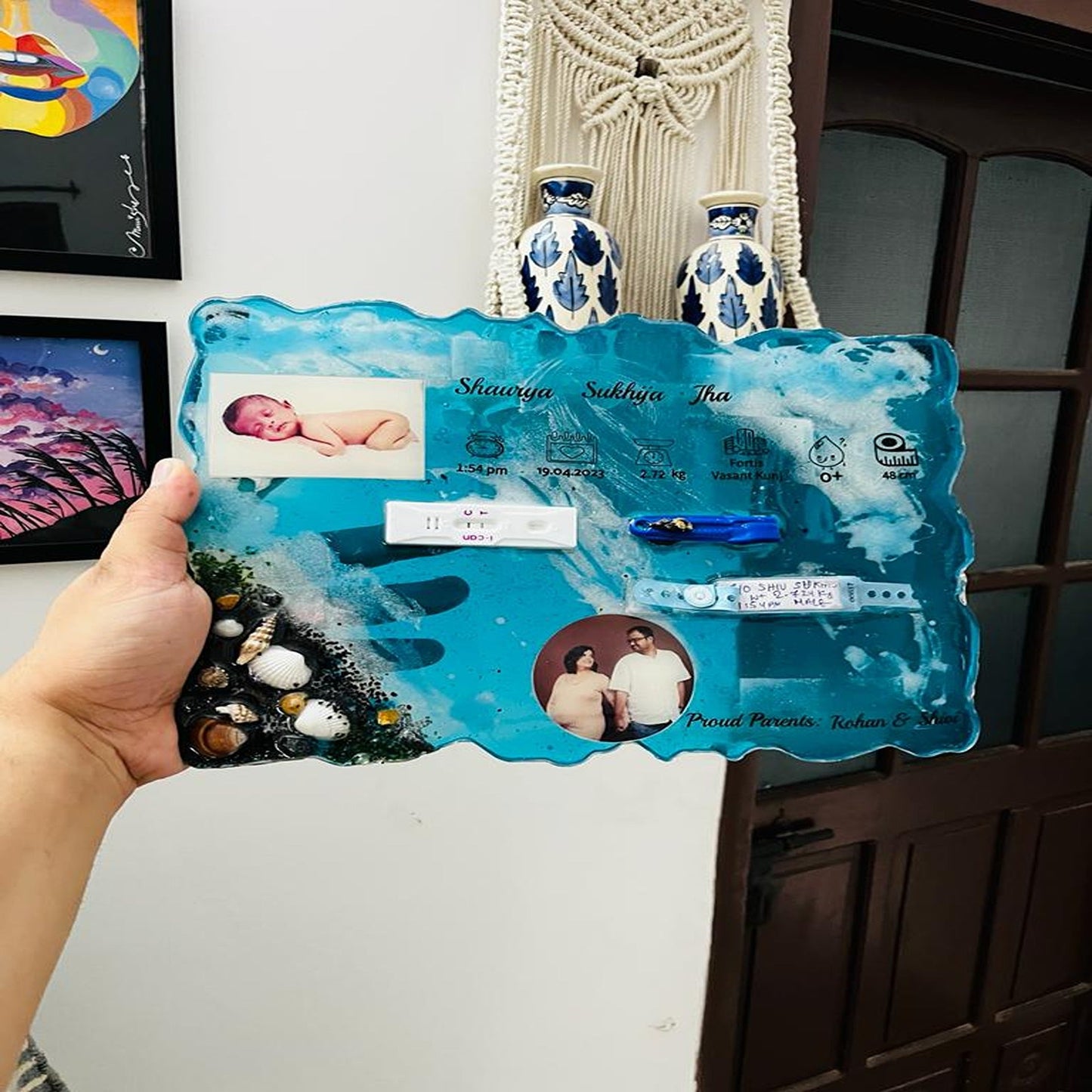 New Born Rectangular And Circle Resin Art